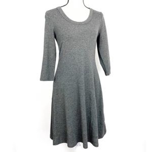 PREMISE Gray 3/4 Sleeve Stretch Fit Flare Dress M